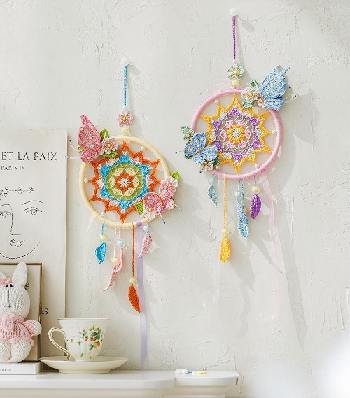 Crochet Flower Dreamcatcher Wall Hanging Free Patterns 3