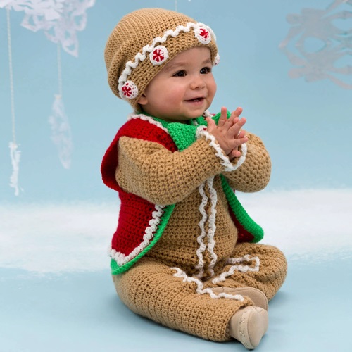 Crochet Gingerbread Baby Set Pattern