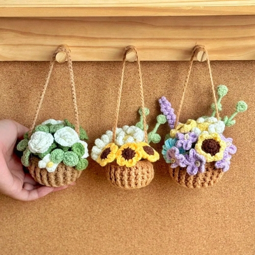 Crochet Mini Flower Hanging Baskets