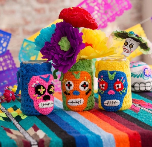 Crochet Day of the Dead Jar Cozies Pattern