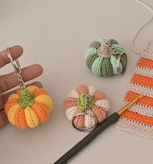 Mini Amigurumi Pumpkin Keychain