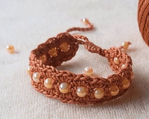 Adjustable Beaded Crochet Bracelet