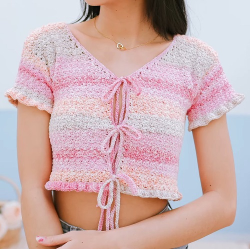 Crochet Tie Front Top