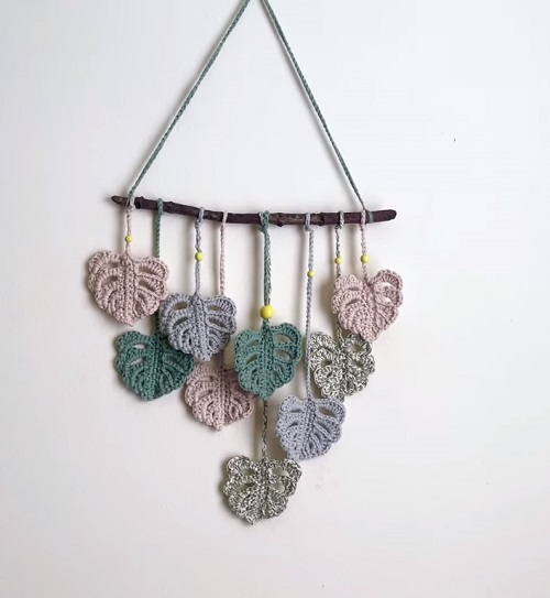 Crochet Monstera Leaves Wall Hanging