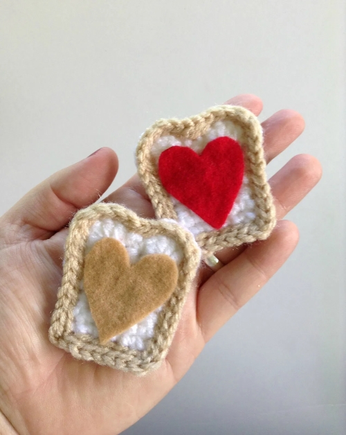 Crochet Peanut Butter and Jelly Hair Clips