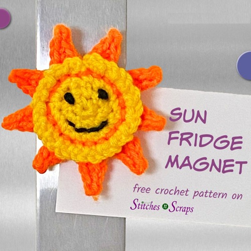 Sun Fridge Magnet Crochet Pattern
