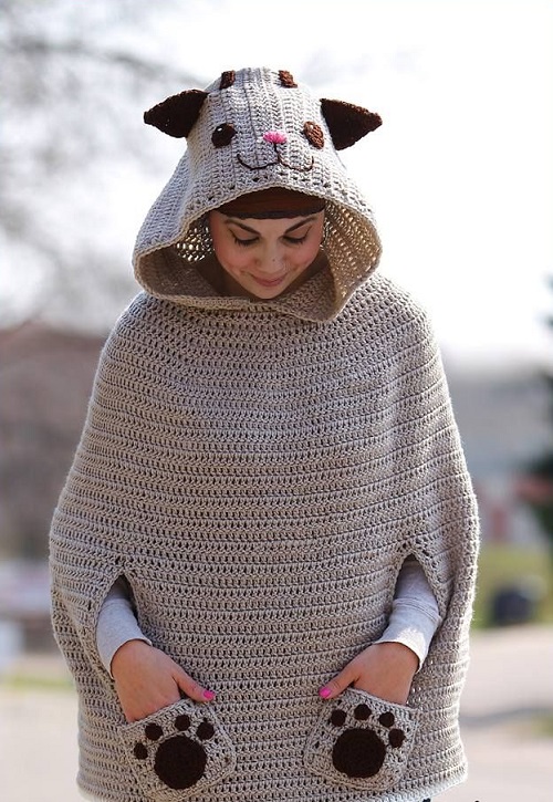 Crochet Kitty Cat Poncho