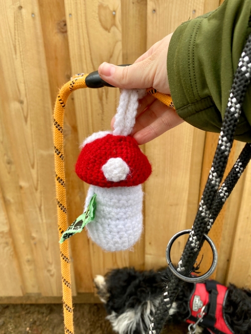 Crochet Mushroom Dog Poop Bag Holder