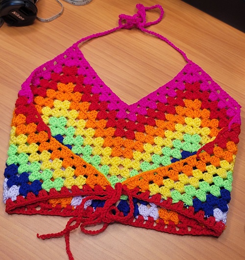 Crochet chevron granny stitch crop top