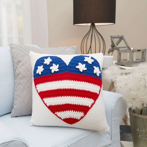 Free Red Heart Crochet Patriot Heart Pillow Pattern