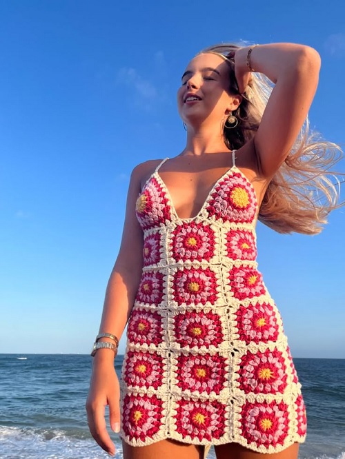 granny square short crochet dress
