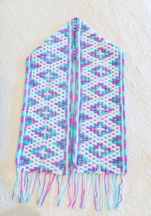 Crochet Diamond Mosaic Scarf