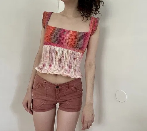 Crochet square neck Babydoll Top Free Patterns