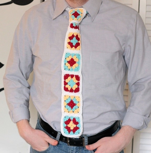 Crochet Granny Square Neck Tie