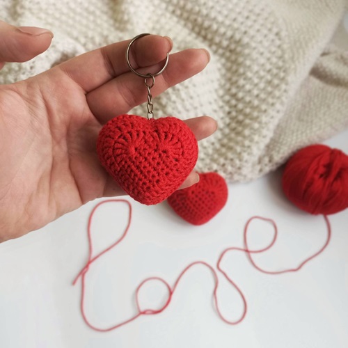 Crochet Lovely Heart Keychain