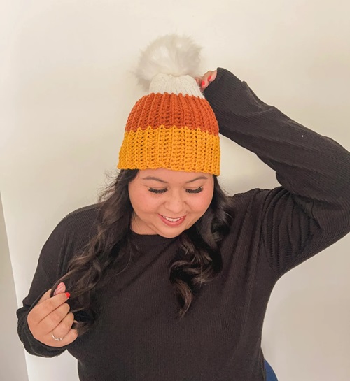 Free Crochet Candy Corn Beanie Pattern