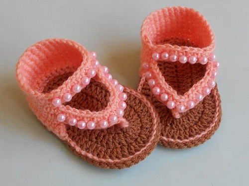 Crochet Beaded Baby Sandals Free Pattern