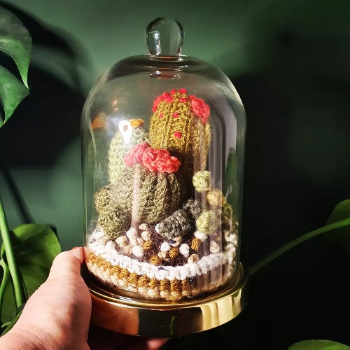 Custom Bell Jar Crochet Terrarium