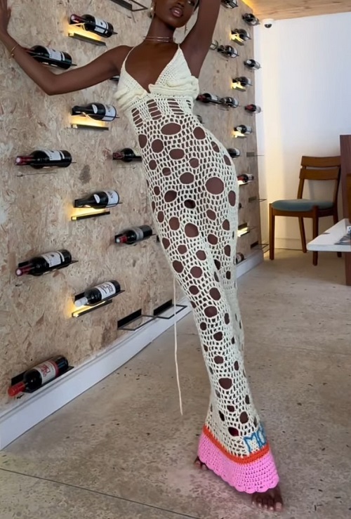 CROCHET EYELET DRESS