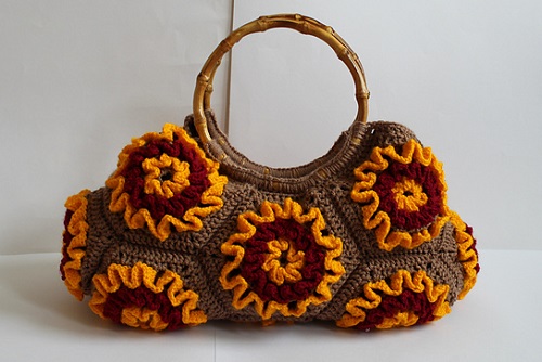 Burning Flames Hexagon Bag Crocheted Pattern