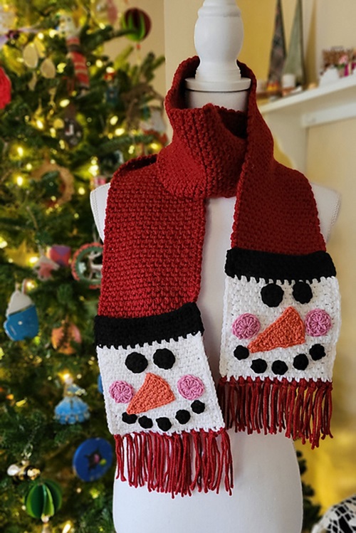 Crochet Snowman Scarf Free Pattern