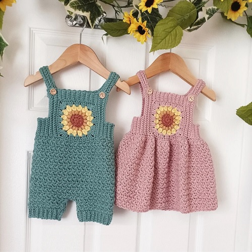 Sunflower Overalls and Dress Crochet Pattern