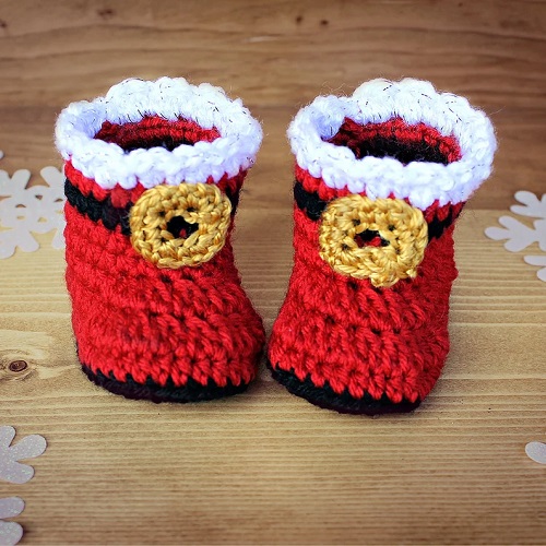 0-3 Months Santa baby booties for size