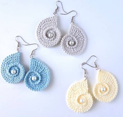 Crochet Seashell Earrings