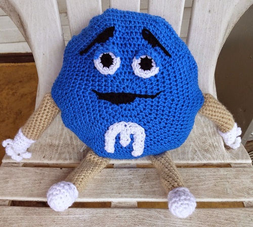 Free Crochet Blue Chocolate Candies Man Pillow