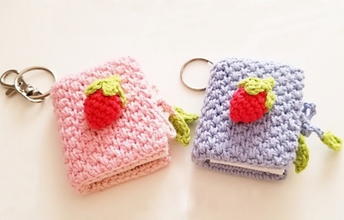 Tiny Strawberry Book Keychain
