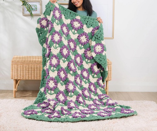 Free Flower Patch Crochet Blanket Pattern