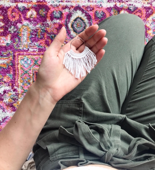 Crochet Fringed Hoop Earrings