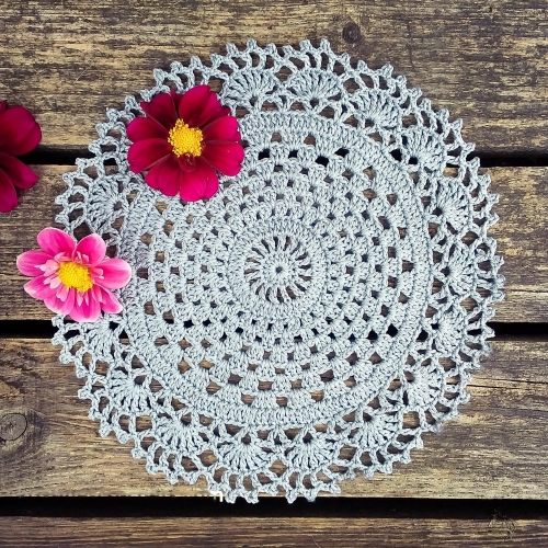 Silver Frost Crocheted Doily Placemat