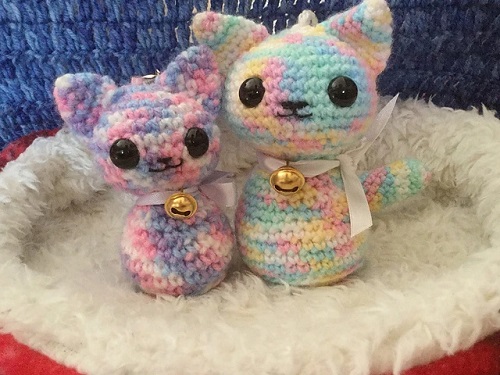 Christmas Inspired Colorful Cat Keychain