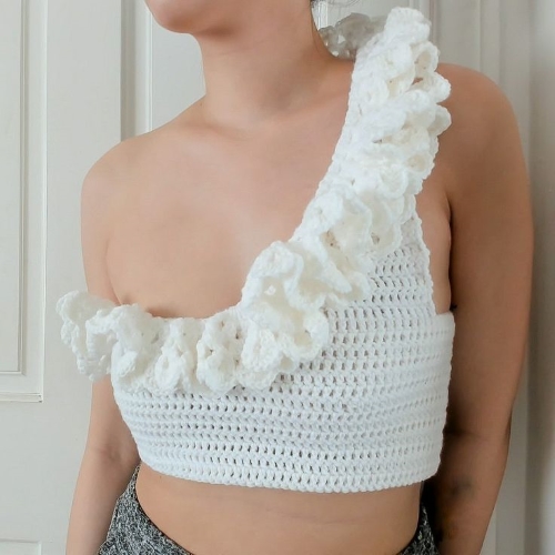 Crochet Off The Shoulder Ruffle Top