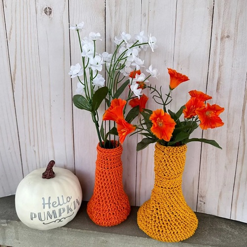 crochet flower vases