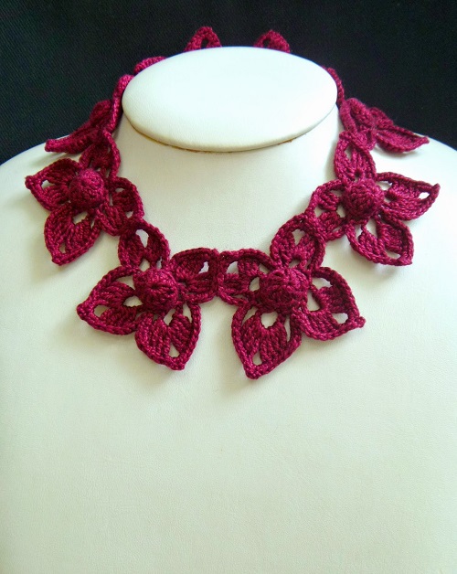 Crochet Floral Necklace Free Patterns 7