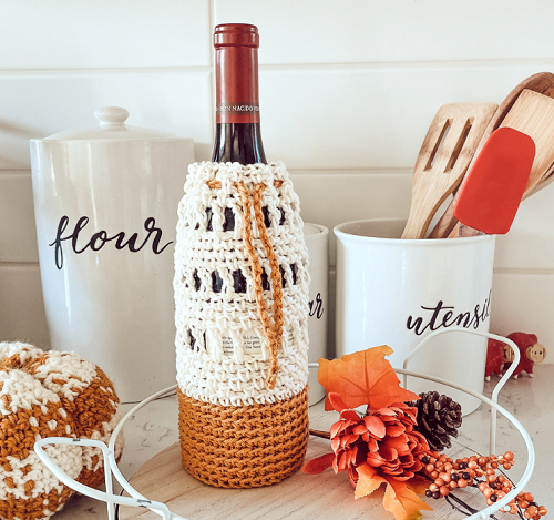 Modern Wine Bottle Cozy Crochet Pattern