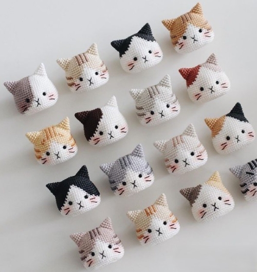 Crochet Mini Cat Heads