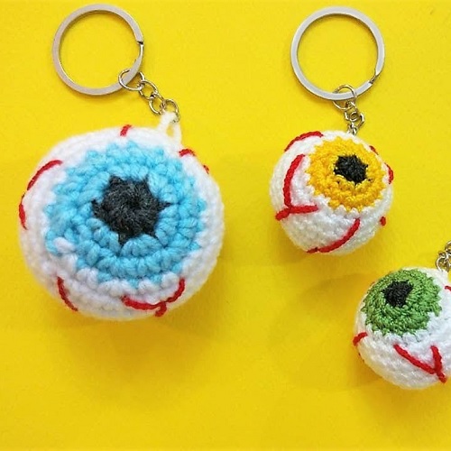 Crochet Eyeball Keychain