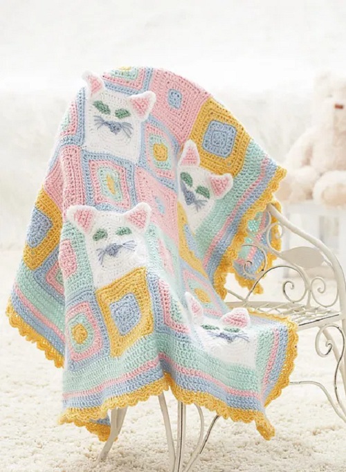 Free Kitty Crochet Blanket Pattern