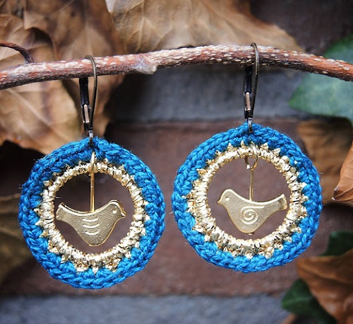 DIY 'Tweet' Earrings With Crocheted Hoops