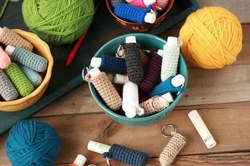 Keychain Chapstick Crochet Holder