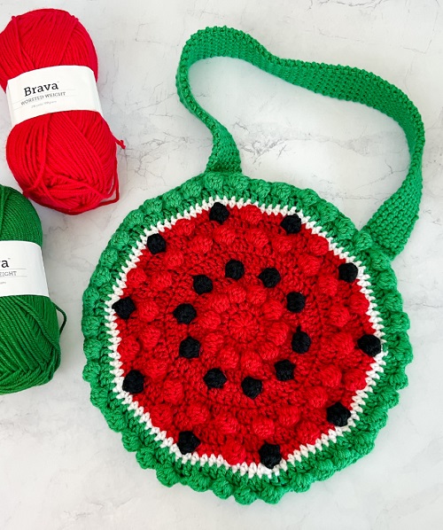 Cute Round Watermelon Bag Free Crochet Pattern