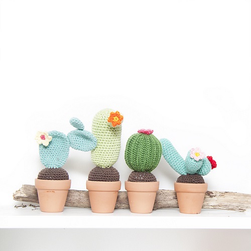 group of cactus plant crochet pattern