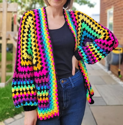 Granny Stitch Hexagon Cardigan