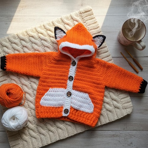 Crochet Fox Baby Jacket