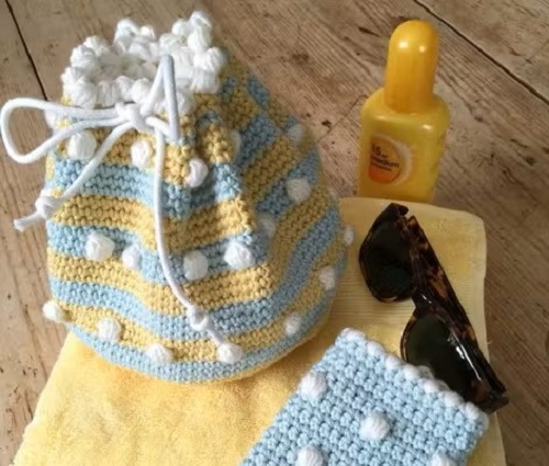 Crochet Drawstring Bag 4