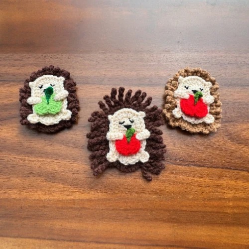 Pocket Hug Crochet hedgehog With Apple Fridge Magnets