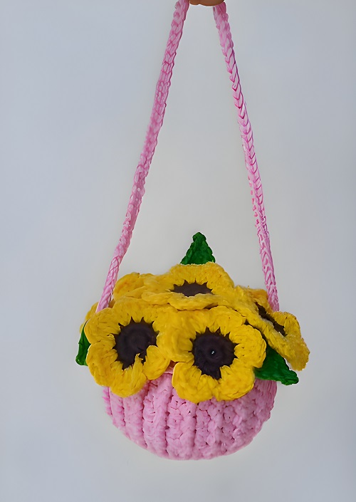Crochet Sunflower Pot Car Hanging